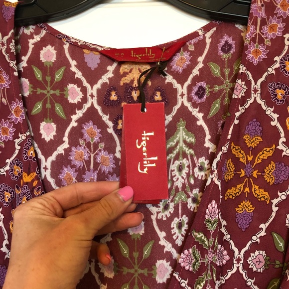 Tigerlily Bouquet Floral GarnetMaxi Dress size 2 - Picture 3 of 6